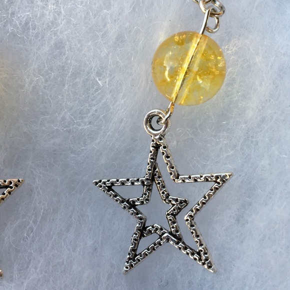 Yellow Citrine Star Dangle Earrings - Picture 4 of 8